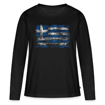 Grèce Vintage - T-shirt manches longues Premium bio Femme - noir - Devant - Julia (174cm)