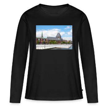 Maison de douane d’Aarhus (Toldboden) Ville d’Aarhus - T-shirt manches longues Premium bio Femme - noir - Devant - Julia (174cm)