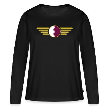 J’aime le Qatar, T-shirt design de style élégance - T-shirt manches longues Premium bio Femme - noir - Devant - Julia (174cm)