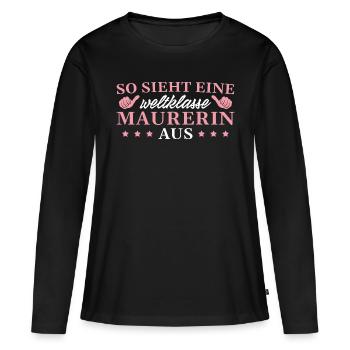 Maurermeisterin Weltklasse Maurerin - Frauen Premium Bio Langarmshirt - Schwarz - Vorne - Julia (174cm)