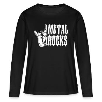 Heavy Metal Rocks Hard Rock Musique Texte Disant Logo - T-shirt manches longues Premium bio Femme - noir - Devant - Julia (174cm)