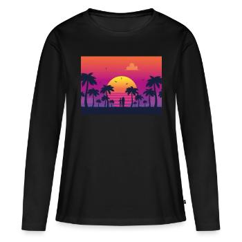 sunset surf - Frauen Premium Bio Langarmshirt - Schwarz - Vorne - Julia (174cm)