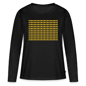 Drôle Tendance Noir Jaune Avertissement Ruban Avertissement - T-shirt manches longues Premium bio Femme - noir - Devant - Julia (174cm)