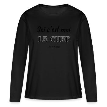 c'est moi le chef - T-shirt manches longues Premium bio Femme - noir - Devant - Julia (174cm)
