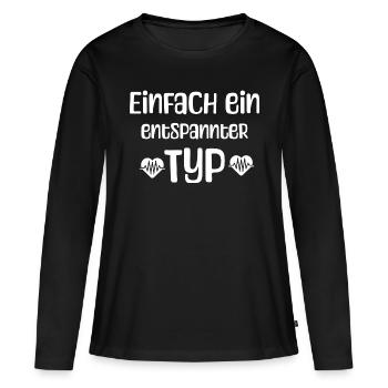 Entspannter Typ - Frauen Premium Bio Langarmshirt - Schwarz - Vorne - Julia (174cm)