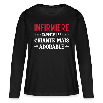 Infirmière adorable - T-shirt manches longues Premium bio Femme - noir - Devant - Julia (174cm)