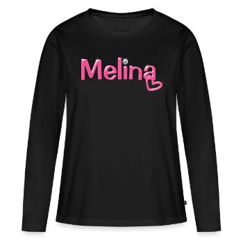 Melina Name Balloon Police - T-shirt manches longues Premium bio Femme - noir - Devant - Julia (174cm)