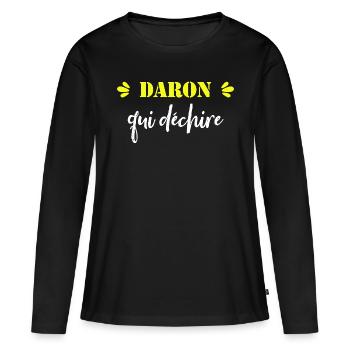 Daron Qui Déchire - T-shirt manches longues Premium bio Femme - noir - Devant - Julia (174cm)