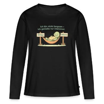 Schildkroeten Chillzone - Frauen Premium Bio Langarmshirt - Schwarz - Vorne - Julia (174cm)
