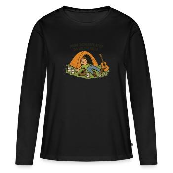 Mode de vie en camping - T-shirt manches longues Premium bio Femme - noir - Devant - Julia (174cm)