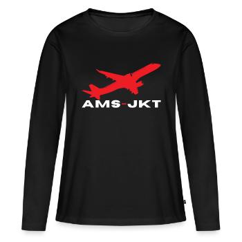 INDONET Amsterdam - Jakarta - T-shirt manches longues Premium bio Femme - noir - Devant - Julia (174cm)