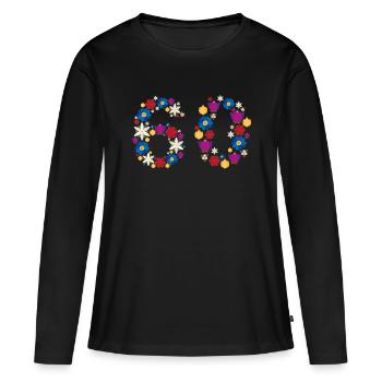 Fleurs 60 - T-shirt manches longues Premium bio Femme - noir - Devant - Julia (174cm)