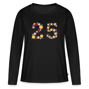 Fleurs 25 - T-shirt manches longues Premium bio Femme - noir - Devant - Julia (174cm)
