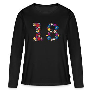 Fleurs 18 - T-shirt manches longues Premium bio Femme - noir - Devant - Julia (174cm)