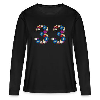Fleurs 33 - T-shirt manches longues Premium bio Femme - noir - Devant - Julia (174cm)