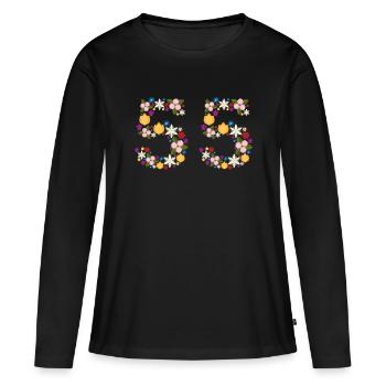 Flowers 55 - Frauen Premium Bio Langarmshirt - Schwarz - Vorne - Julia (174cm)