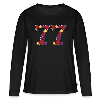 Fleurs 77 - T-shirt manches longues Premium bio Femme - noir - Devant - Julia (174cm)