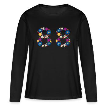 Flowers 88 - Frauen Premium Bio Langarmshirt - Schwarz - Vorne - Julia (174cm)