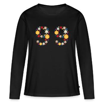 Flowers 99 - Women's Premium Organic Long Sleeve Shirt - black - Front - Julia (174cm)