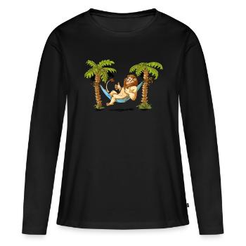 Maskotti Artur - Relaxant - T-shirt manches longues Premium bio Femme - noir - Devant - Julia (174cm)