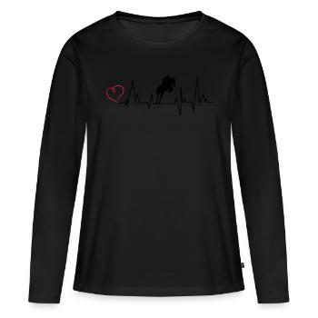 Heartbeat Saut d’obstacles Coeur - T-shirt manches longues Premium bio Femme - noir - Devant - Julia (174cm)