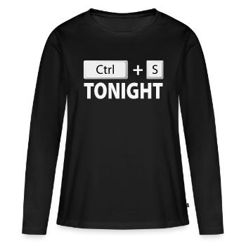 Enregistrer (Ctrl + S) ce soir - T-shirt manches longues Premium bio Femme - noir - Devant - Julia (174cm)