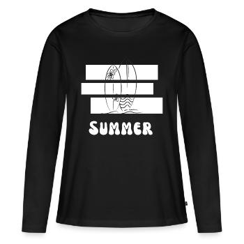 Sommer Urlaub Strand Meer Sufing - Frauen Premium Bio Langarmshirt - Schwarz - Vorne - Julia (174cm)
