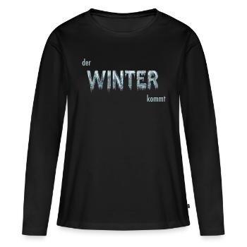 Hiver - T-shirt manches longues Premium bio Femme - noir - Devant - Julia (174cm)