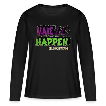 BlackHistory Dictons antiracistes Dictons drôles - T-shirt manches longues Premium bio Femme - noir - Devant - Julia (174cm)