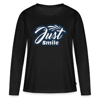 Juste sourire - T-shirt manches longues Premium bio Femme - noir - Devant - Julia (174cm)