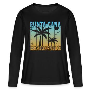 Punta Cana République dominicaine - T-shirt manches longues Premium bio Femme - noir - Devant - Julia (174cm)
