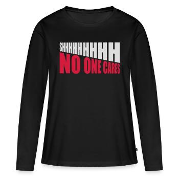 chut personne ne s’en soucie - T-shirt manches longues Premium bio Femme - noir - Devant - Julia (174cm)
