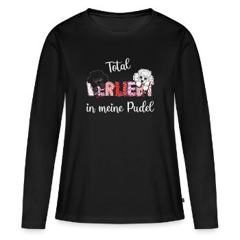 Verliebt in meine Pudel, süßes Pudelmmotiv - Frauen Premium Bio Langarmshirt - Schwarz - Vorne - Julia (174cm)
