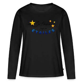 Etoiles d'amour - T-shirt manches longues Premium bio Femme - noir - Devant - Julia (174cm)
