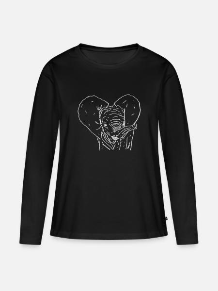 Elefantenbaby weiß - Frauen Premium Bio Langarmshirt - Schwarz