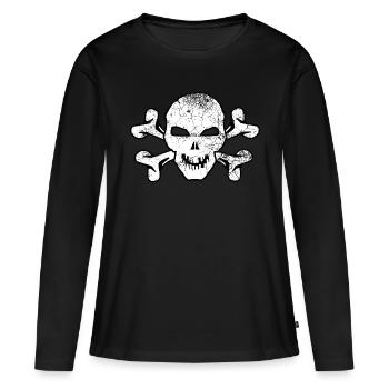 Crâne fissuré et os croisés - T-shirt manches longues Premium bio Femme - noir - Devant - Julia (174cm)