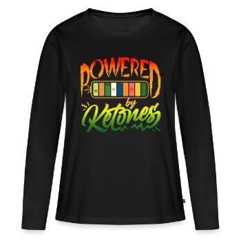 Régime cétose cétogène Power Keto diet prüvit - T-shirt manches longues Premium bio Femme - noir - Devant - Julia (174cm)