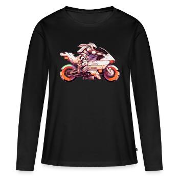 Machine de course de moto dans le futur avec pilote - T-shirt manches longues Premium bio Femme - noir - Devant - Julia (174cm)