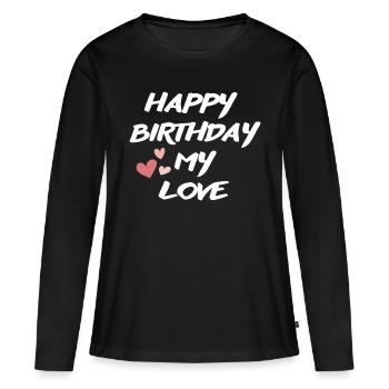 Bon anniversaire - T-shirt manches longues Premium bio Femme - noir - Devant - Julia (174cm)
