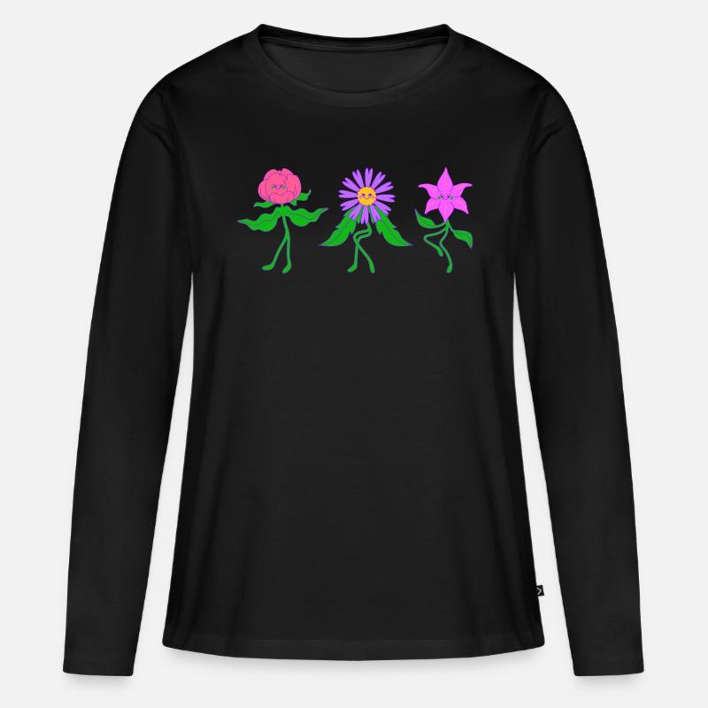 Dancing Flower - Frauen Premium Bio Langarmshirt - Schwarz