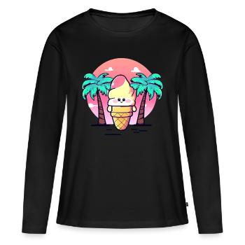 Softeis unter Palmen im Sonnenuntergang - Frauen Premium Bio Langarmshirt - Schwarz - Vorne - Julia (174cm)