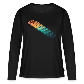 Cassette vintage - T-shirt manches longues Premium bio Femme - noir - Devant - Julia (174cm)