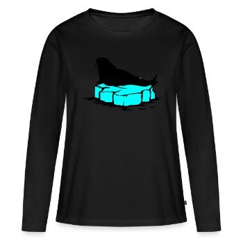 seehund eis1 - Frauen Premium Bio Langarmshirt - Schwarz - Vorne - Julia (174cm)