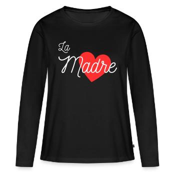 Désigne La Madre - Idée fête de mère - T-shirt manches longues Premium bio Femme - noir - Devant - Julia (174cm)