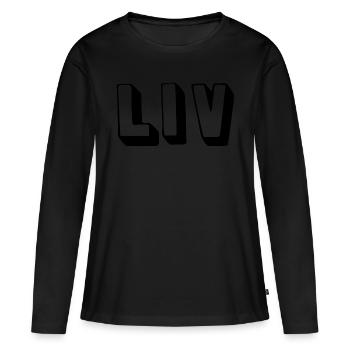 Name - Liv - Frauen Premium Bio Langarmshirt - Schwarz - Vorne - Julia (174cm)