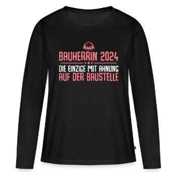 Bauherrin 2024 Neubau Baustelle Hausbau - Frauen Premium Bio Langarmshirt - Schwarz - Vorne - Julia (174cm)