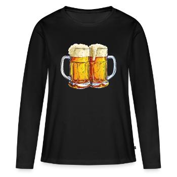 Chope à bière Chopes à bière Verres à bière Bière Alcool Alcool - T-shirt manches longues Premium bio Femme - noir - Devant - Julia (174cm)