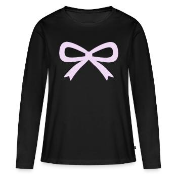 Noeud lilas - T-shirt manches longues Premium bio Femme - noir - Devant - Julia (174cm)