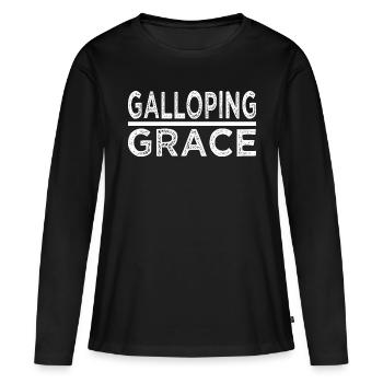 Conseils d’équitation Équipement d’équitation Équitation Équitation - T-shirt manches longues Premium bio Femme - noir - Devant - Julia (174cm)