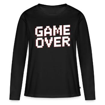 FIN DU JEU - T-shirt manches longues Premium bio Femme - noir - Devant - Julia (174cm)